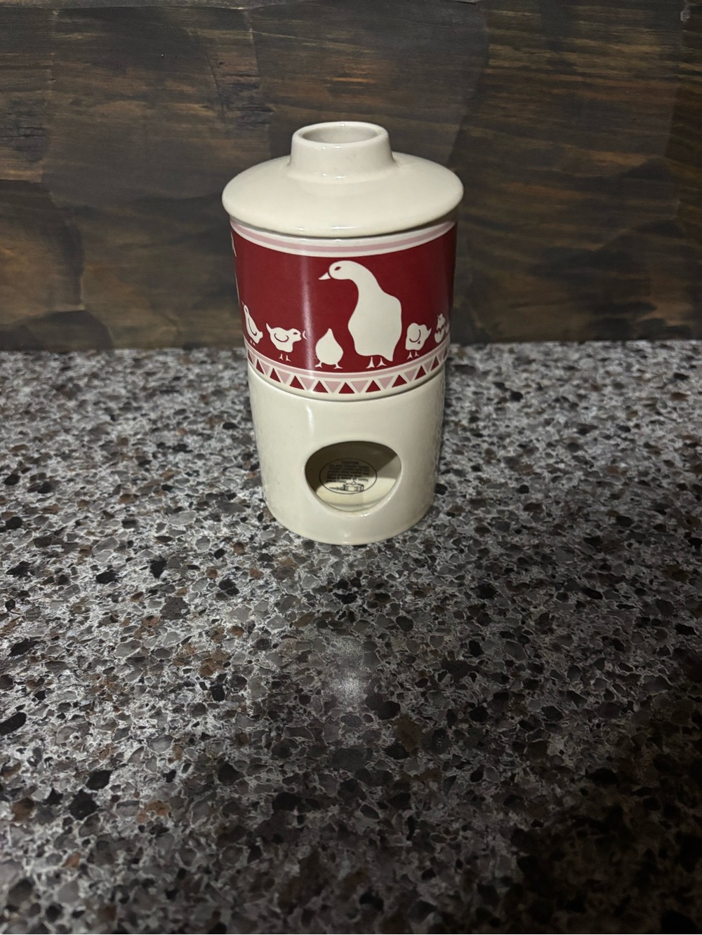 Cream and Red Ceramic Goose Wax Warmer